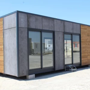 Módulo VIP diáfano forrado madera y viroc